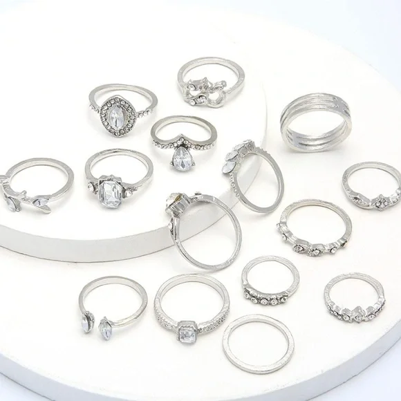 15PCS - Silver Rings Set - Picture 3 of 7